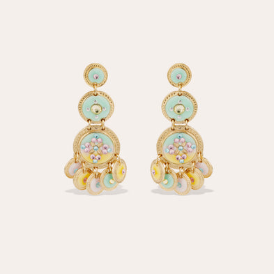 Boucles d'oreilles Sequin trois rangs dorées