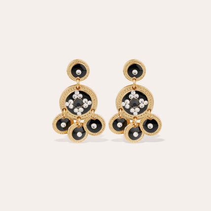 Boucles d'oreilles Sequin deux rangs dorées