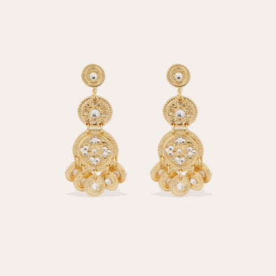 Boucles d'oreilles Sequin trois rangs dorées