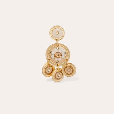 Boucles d'oreilles Sequin deux rangs dorées