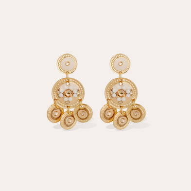 Boucles d'oreilles Sequin deux rangs dorées