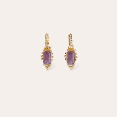 Serti Talisman gold earrings - Amethyst