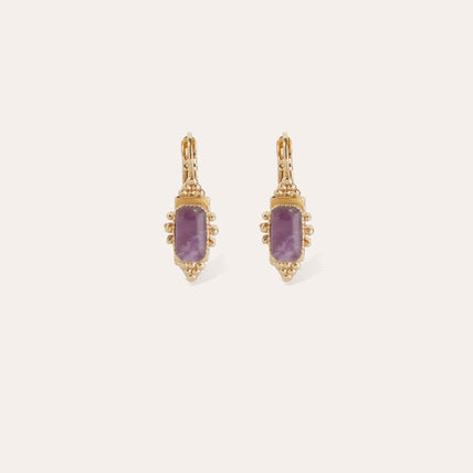 Boucles d'oreilles Serti Talisman dorées - Améthyste