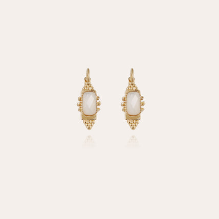 Boucles d'oreilles Serti Talisman dorées - Nacre blanche
