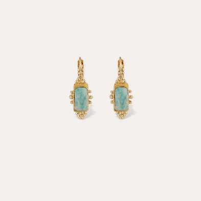 Boucles d'oreilles Serti Talisman dorées - Amazonite