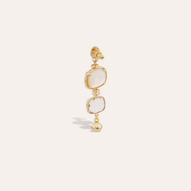 Boucles d'oreilles Silène petit modèle dorées - Nacre blanche & Cristal