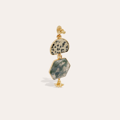 Boucles d'oreilles Silenza dorées - Jaspe Dalmatien & Agate verte