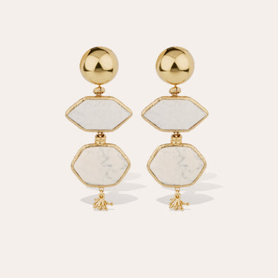 Boucles d'oreilles Silenza dorées - Opale blanche