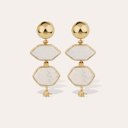 Boucles d'oreilles Silenza dorées - Opale blanche
