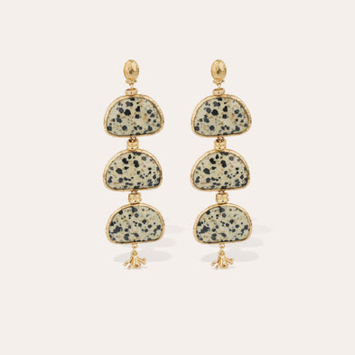 Silenza gold earrings - Dalmatian Jasper