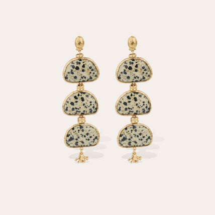 Boucles d'oreilles Silenza dorées - Jaspe Dalmatien