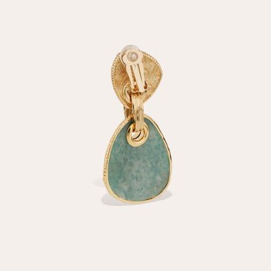 Silia large model gold earrings - Carnelian & Amazonite