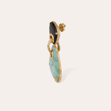 Pendientes Silia « Large size » dorados - Turquesa y ónix negro