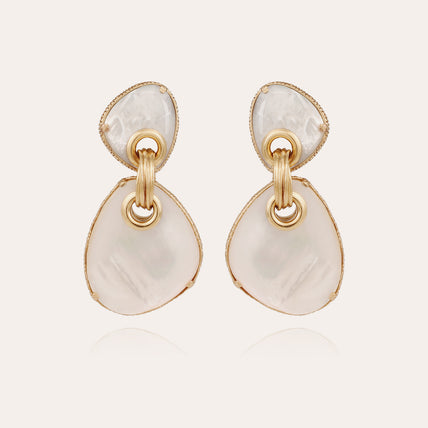 Pendientes Silia « Large size » dorados - Nácar blanco