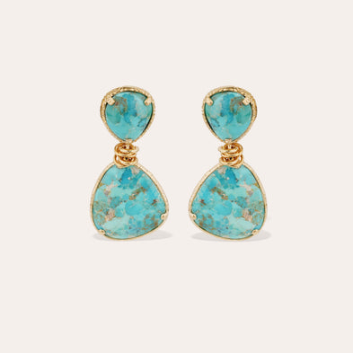 Boucles d'oreilles Silia dorées - Turquoise