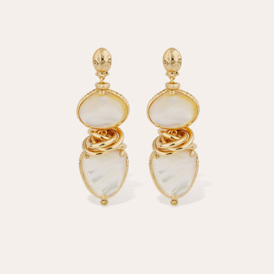Boucles d'oreilles Sirena dorées - Nacre blanche