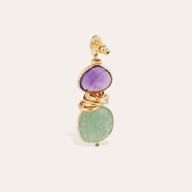 Boucles d'oreilles Sirena dorées - Améthyste & Quartz vert