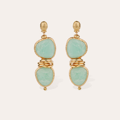 Boucles d'oreilles Sirena dorées - Amazonite