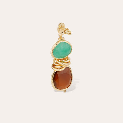 Boucles d'oreilles Sirena dorées - Aventurine verte & Calcite marron