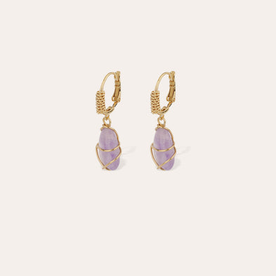 Boucles d'oreilles Tao Rainbow dorées - Améthyste
