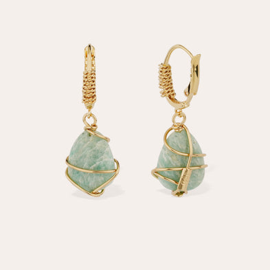 Boucles d'oreilles Tao Rainbow dorées - Amazonite