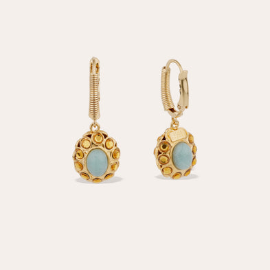 Boucles d'oreilles Tao Splash dorées - Quartz Bleu