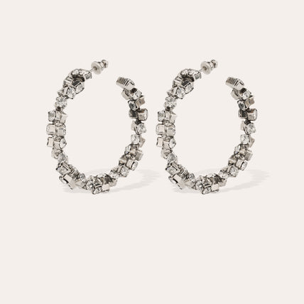 Boucles d'oreilles créoles Trevise finition rhodium