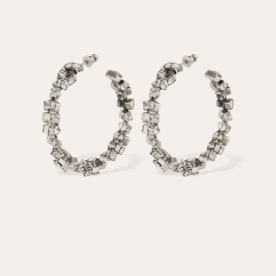 Trevise rhodium-finish hoop earrings