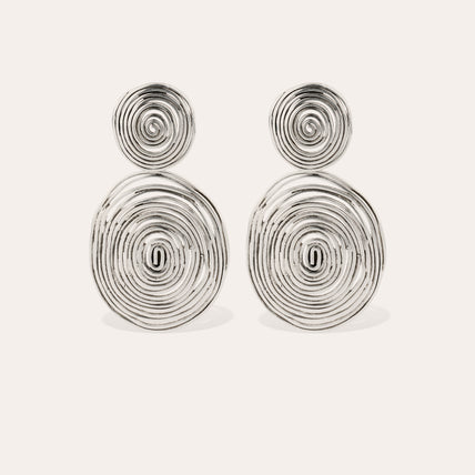 Wave large silver earrings