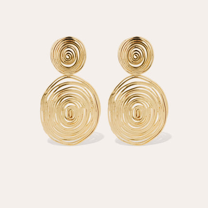Wave large gold earrings