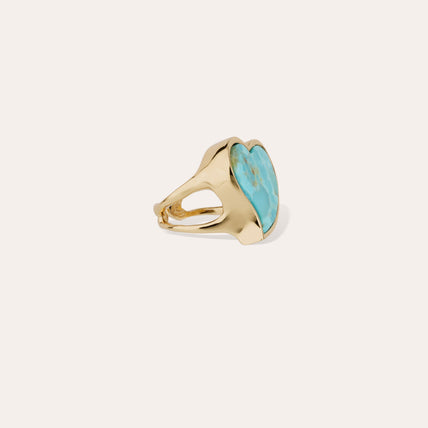 Bague Mirage Coeur dorée - Turquoise