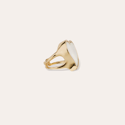 Bague Mirage Coeur dorée - Nacre blanche
