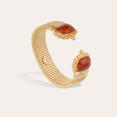 Bracelet Amarante double doré - Cornaline