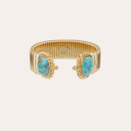 Bracelet Amarante double doré - Turquoise