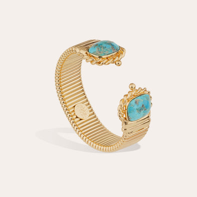 Bracelet Amarante double doré - Turquoise