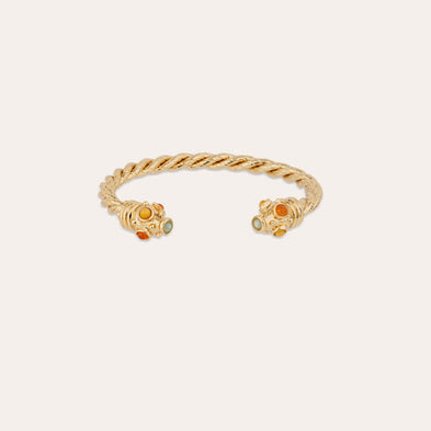 Amarante Torsade gold bangle bracelet - Amazonite & Carnelian