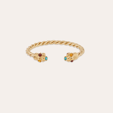 Bracelet jonc Amarante Torsade doré - Turquoise