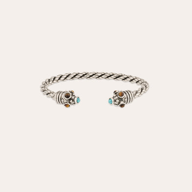 Bracelet jonc Amarante torsade argenté - OEil de Tigre