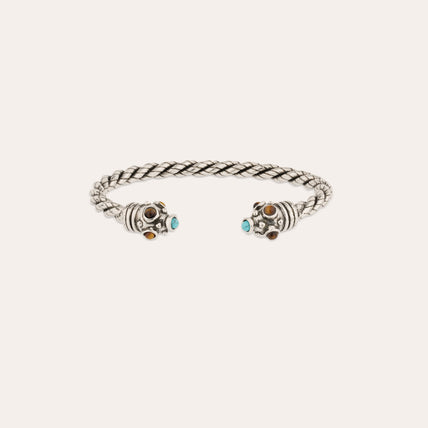 Bracelet jonc Amarante torsade argenté - OEil de Tigre