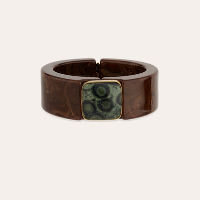 Bracelet Arty acétate doré - Marron & Jaspe Kambaba