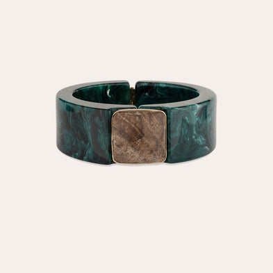 Bracelet Arty acétate doré - Vert - Bois