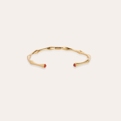 Bracelet Bambou cabochons jonc mini doré - Cornaline