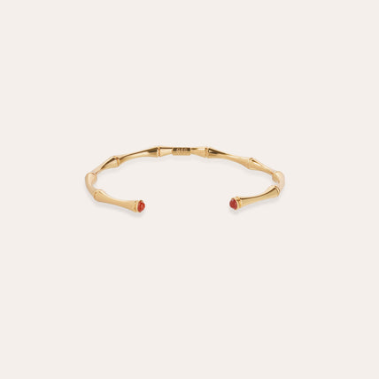 Bracelet Bambou cabochons jonc mini doré - Cornaline