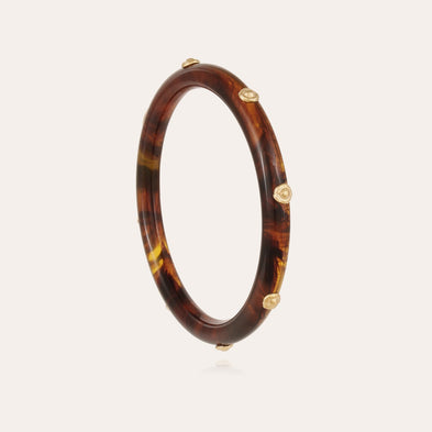 Bracelet Caftan acétate doré - Marron