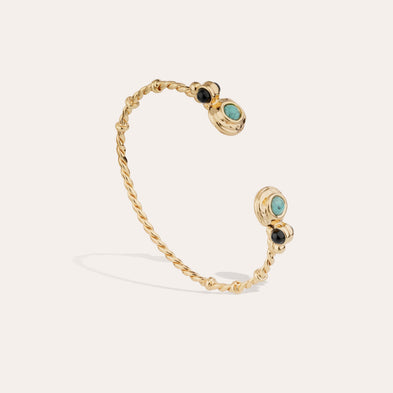 Bracelet jonc Amarante torsade mini doré - Turquoise