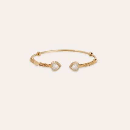 Bracelet jonc Duality Amore strass doré