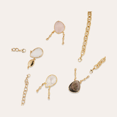 Pendentif serti doré - Quartz rose