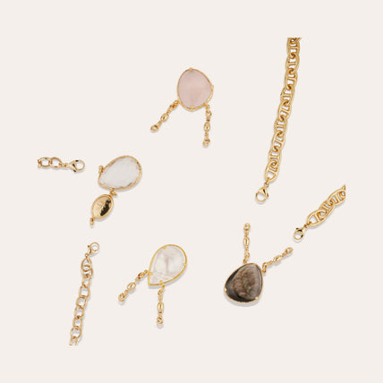 Pendentif serti doré - Quartz rose