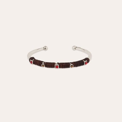 Bracelet Lino cuir argenté - Oeil de Tigre