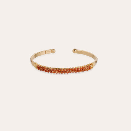 Bracelet Lyre jonc grand modèle doré - Cornaline